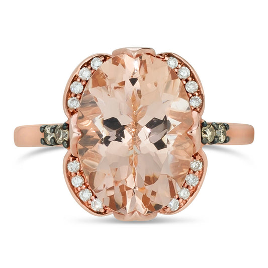 4 1/2 cts Pink Morganite and Diamond Ring in 14K Rose Gold by Le Vian - BirthStone.com