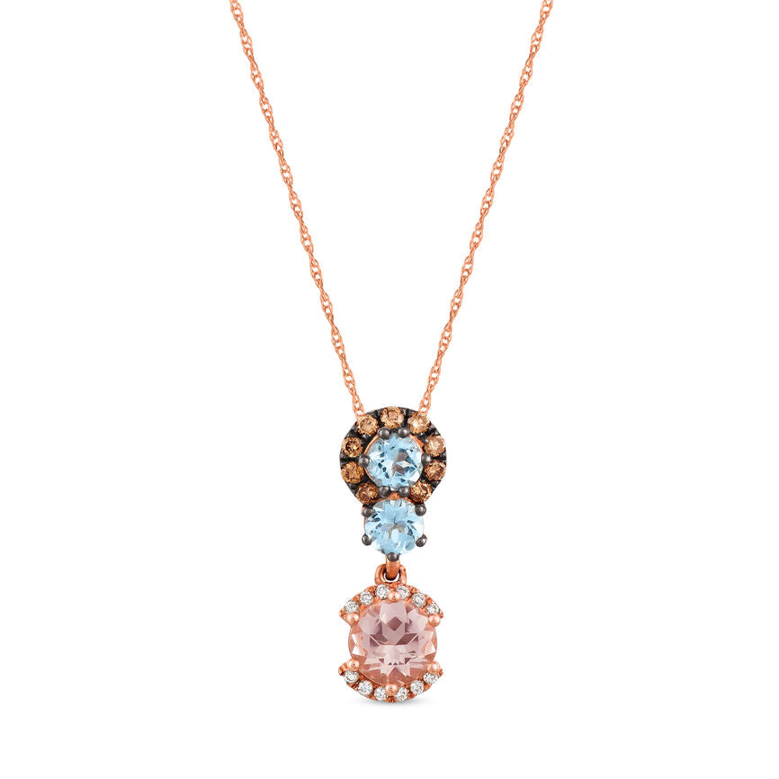 1 1/8 cts Pink Morganite and Diamond Necklace in 14K Rose Gold by Le Vian - BirthStone.com