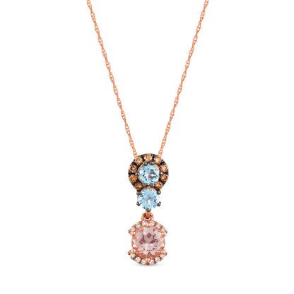 1 1/8 cts Pink Morganite and Diamond Necklace in 14K Rose Gold by Le Vian - BirthStone.com