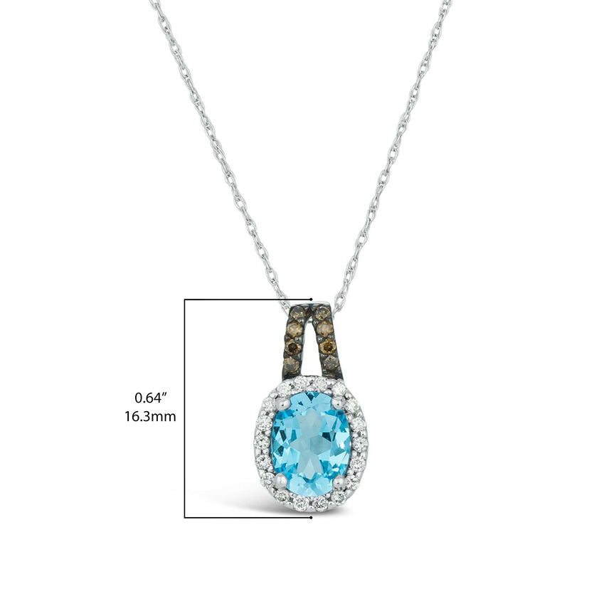 1 3/8 cts Blue Topaz and Diamond Necklace in 14K White Gold by Le Vian - BirthStone.com