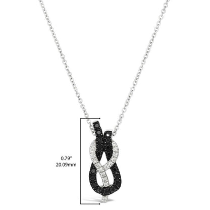 LeVian 14K White Gold Black & White Diamond Knot Style Pendant Necklace - BirthStone.com