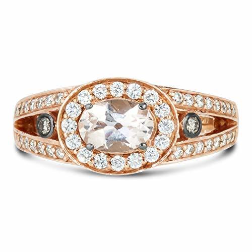 LeVian 14K Rose Gold, Oval Gem & 2/5 Cttw White & Chocolate Diamond Split ShankEngagement Ring (H-I & Fancy Brown Color, VS2-SI1 Clarity) Size 6-1/2