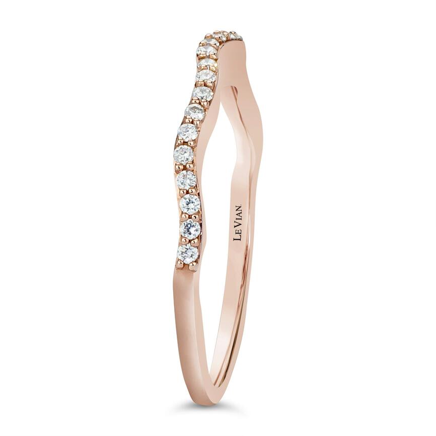 LeVian Ring White Diamond Band in 14K Rose Gold 1/8 cts Size 7