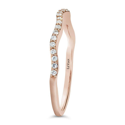 LeVian Ring White Diamond Band in 14K Rose Gold 1/8 cts Size 7