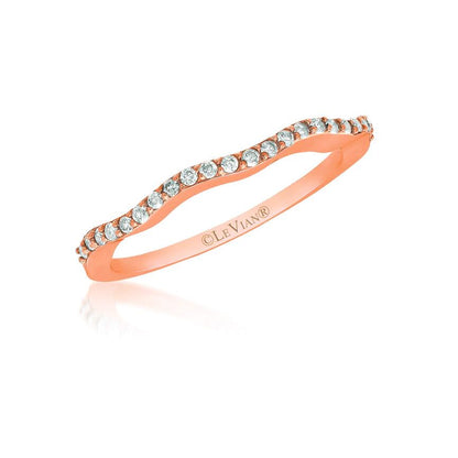 LeVian Ring White Diamond Band in 14K Rose Gold 1/8 cts Size 7
