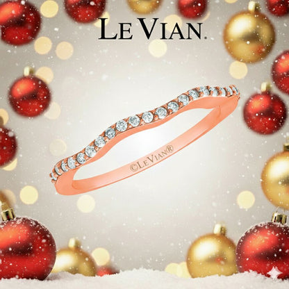 LeVian Ring White Diamond Band in 14K Rose Gold 1/8 cts Size 7