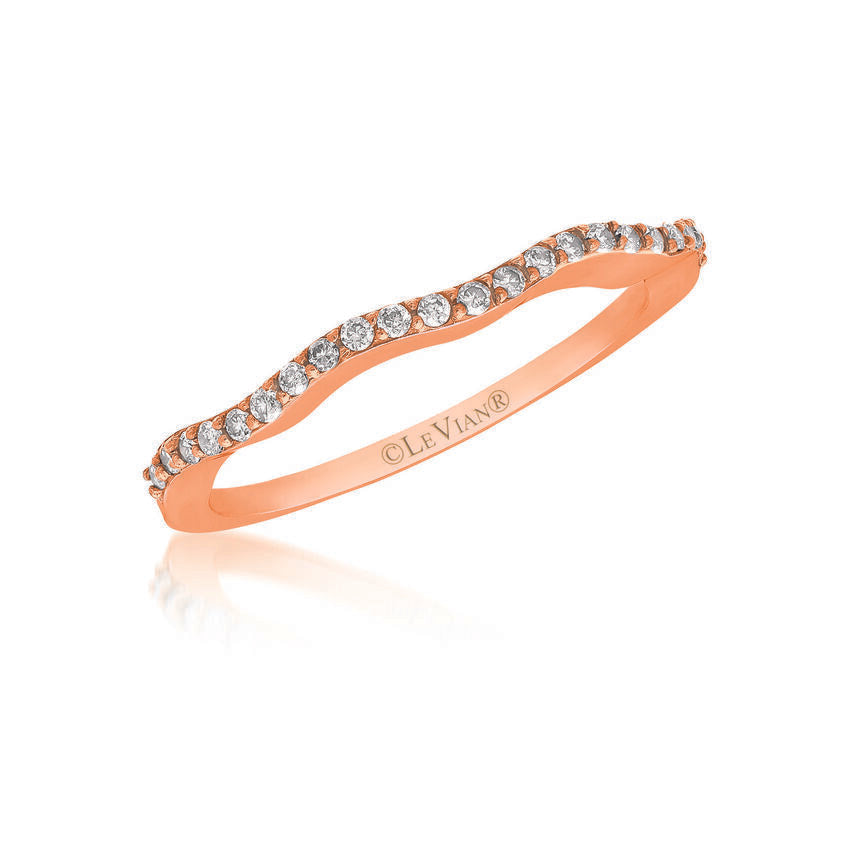 LeVian Ring White Diamond Band in 14K Rose Gold 1/8 cts Size 7 - BirthStone.com