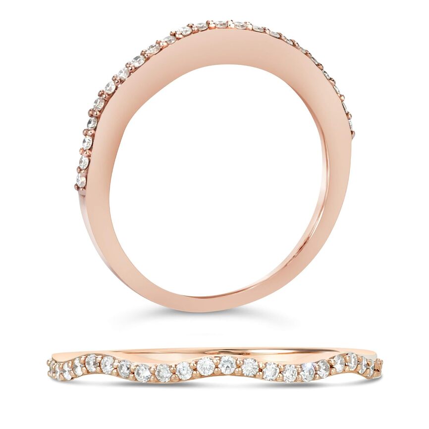 LeVian Ring White Diamond Band in 14K Rose Gold 1/8 cts Size 7