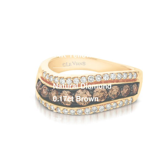 LeVian Ring Chocolate Diamond Band in 14K Yellow Gold 1 1/8 cts Size 7