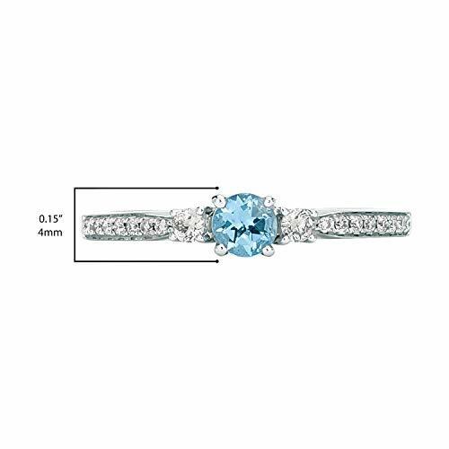 3/8 cts Blue Aquamarine and Diamond Ring in 14K White Gold by Le Vian - BirthStone.com