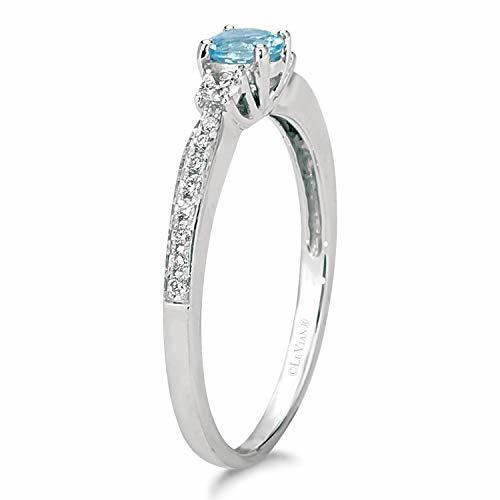 3/8 cts Blue Aquamarine and Diamond Ring in 14K White Gold by Le Vian - BirthStone.com