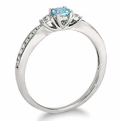 3/8 cts Blue Aquamarine and Diamond Ring in 14K White Gold by Le Vian - BirthStone.com