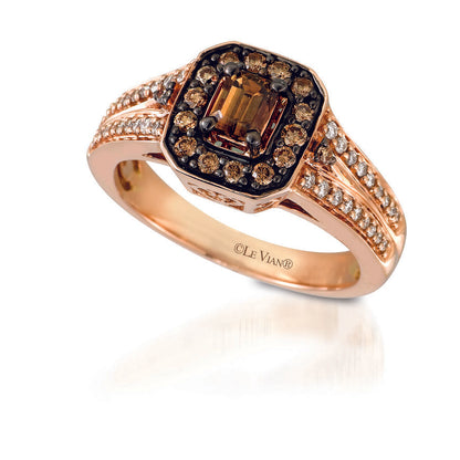 LeVian Ring Chocolate Diamond in 14K Rose Gold 7/8 cts Size 7 - BirthStone.com