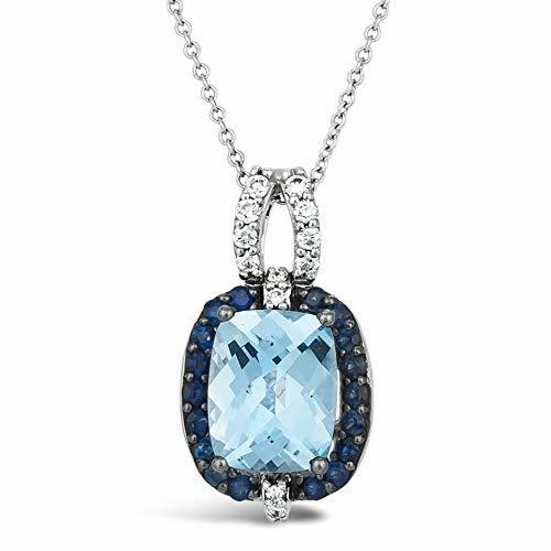 3 1/3 cts Blue Topaz and Diamond Necklace in 14K White Gold by Le Vian - BirthStone.com