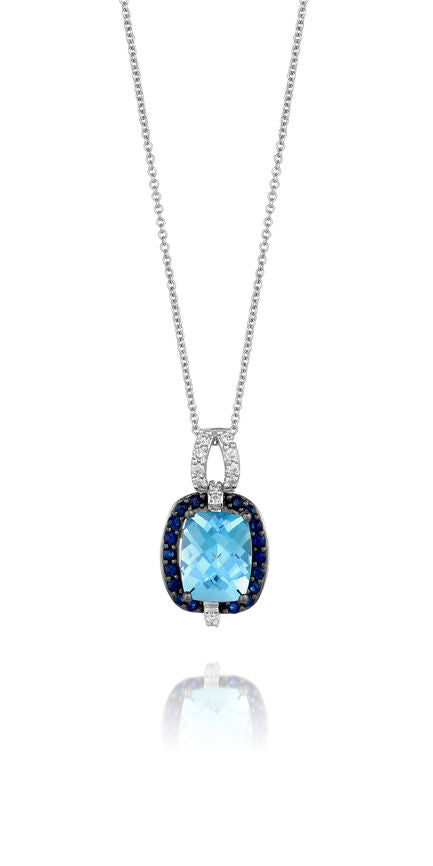 3 1/3 cts Blue Topaz and Diamond Necklace in 14K White Gold by Le Vian - BirthStone.com