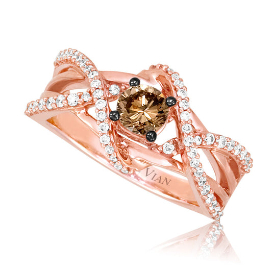 LeVian Ring Chocolate Diamond in 14K Rose Gold 3/4 cts Size 7 - BirthStone.com