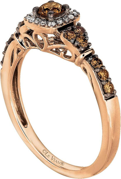 LeVian Ring Chocolate Diamond in 14K Rose Gold 1/2 cts Size 7