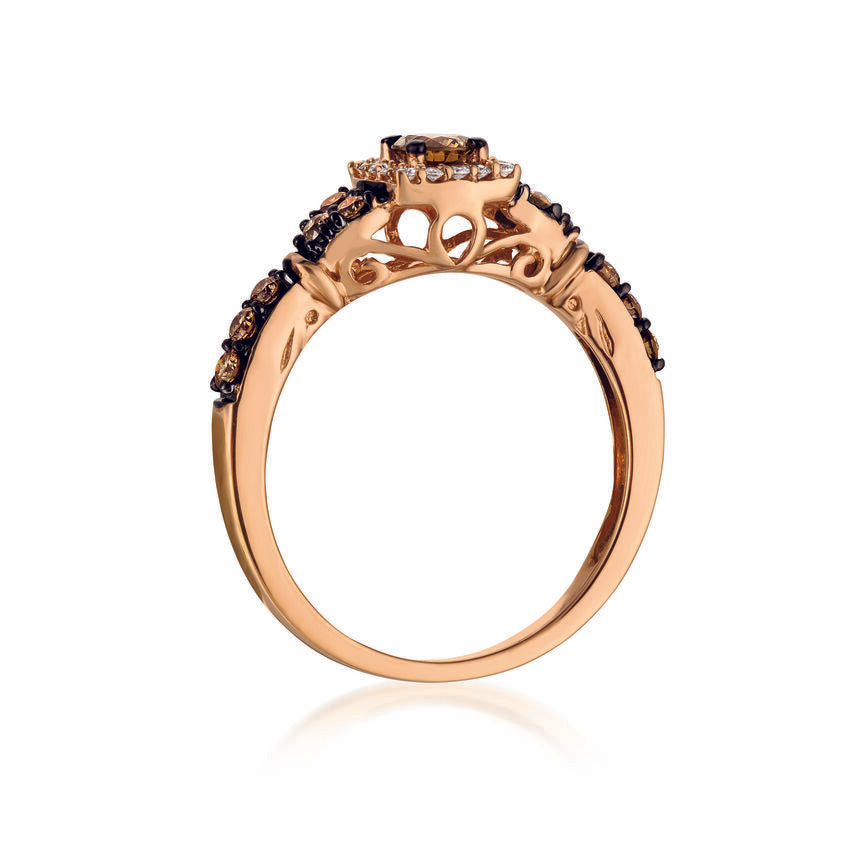 LeVian Ring Chocolate Diamond in 14K Rose Gold 1/2 cts Size 7 - BirthStone.com