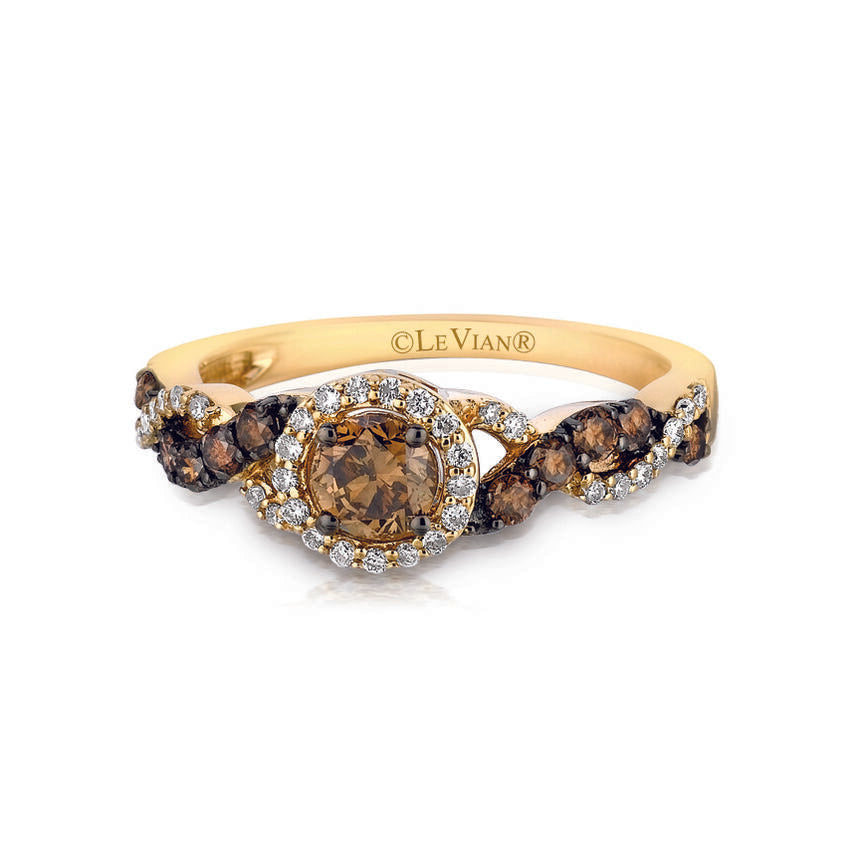 LeVian Ring Chocolate Diamond in 14K Yellow Gold 3/4 cts Size 7 - BirthStone.com