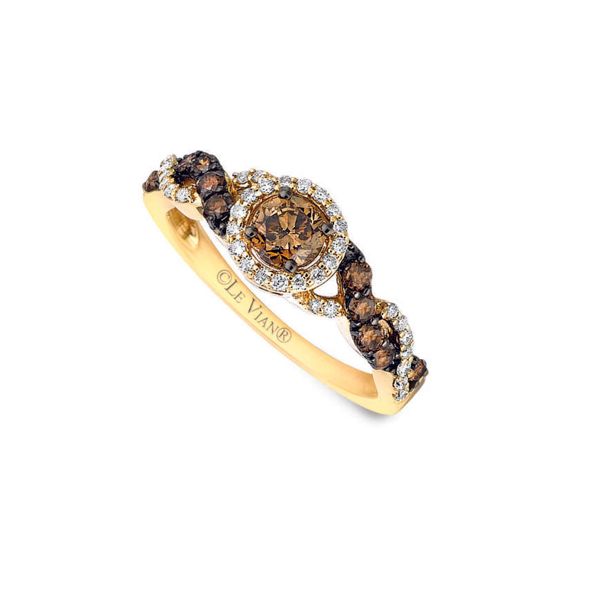 LeVian Ring Chocolate Diamond in 14K Yellow Gold 3/4 cts Size 7 - BirthStone.com