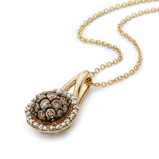 LeVian 14K Yellow Gold Chocolate Diamonds White Diamond Pendant Necklace - BirthStone.com