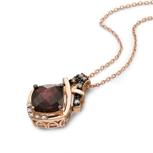 2 5/8 cts Red Rhodolite Garnet and Diamond Necklace in 14K Rose Gold by Le Vian - BirthStone.com