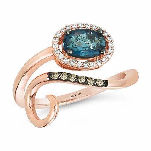 1 cts Blue London Blue Topaz and Diamond Ring in 14K Rose Gold by Le Vian - BirthStone.com