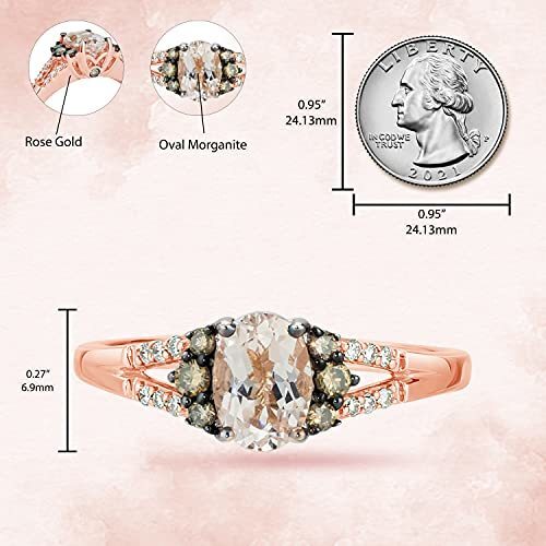 3/4 cts Pink Morganite and Diamond Ring in 14K Rose Gold by Le Vian - BirthStone.com