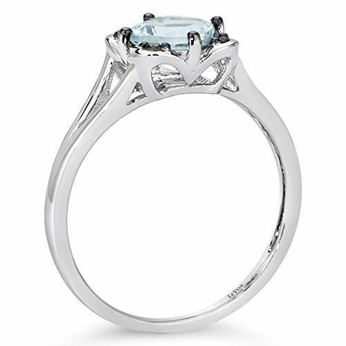 3/4 cts Blue Aquamarine and Diamond Ring in 14K White Gold by Le Vian - BirthStone.com