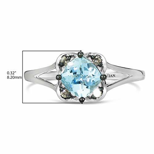 3/4 cts Blue Aquamarine and Diamond Ring in 14K White Gold by Le Vian - BirthStone.com