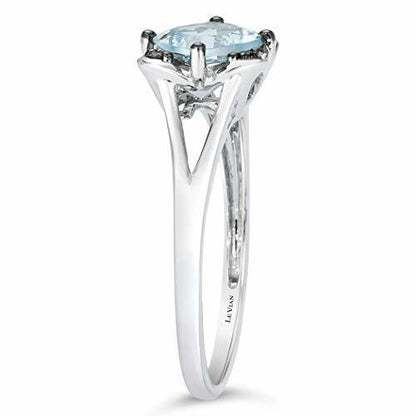 3/4 cts Blue Aquamarine and Diamond Ring in 14K White Gold by Le Vian - BirthStone.com