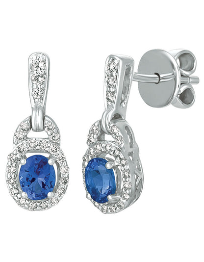 7/8 cts Blue Tanzanite and Diamond Earrings in 14K White Gold by Le Vian - BirthStone.com