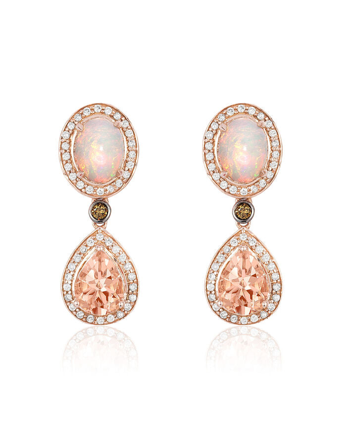 3 cts Pink Morganite and Diamond Earrings in 14K Rose Gold by Le Vian - BirthStone.com