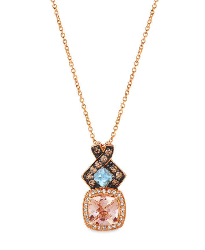 1 1/2 cts Pink Morganite and Diamond Necklace in 14K Rose Gold by Le Vian - BirthStone.com