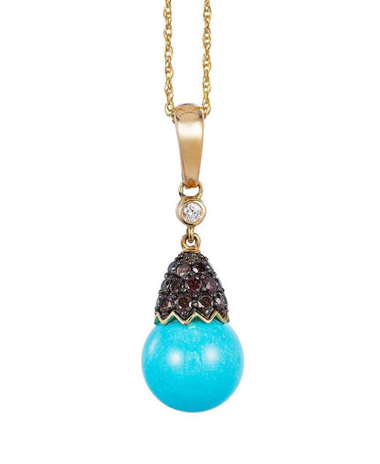 1 3/8 cts Blue Turquoise Pendant in 14K Yellow Gold by Carlo Viani - BirthStone.com