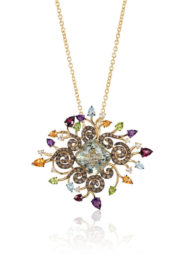 Green Green Amethyst (Prasiolite) Quartz Necklace in 14K Yellow Gold by Le Vian - BirthStone.com