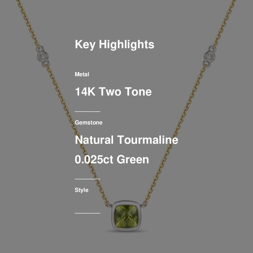 1 cts Green Tourmaline and Diamond Necklace in 14K Two Tone Gold by Le Vian