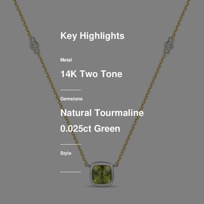1 cts Green Tourmaline and Diamond Necklace in 14K Two Tone Gold by Le Vian