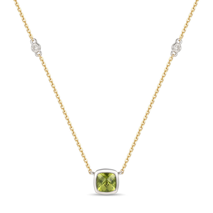 1 cts Green Tourmaline and Diamond Necklace in 14K Two Tone Gold by Le Vian - BirthStone.com