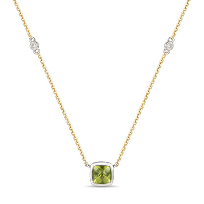 1 cts Green Tourmaline and Diamond Necklace in 14K Two Tone Gold by Le Vian - BirthStone.com