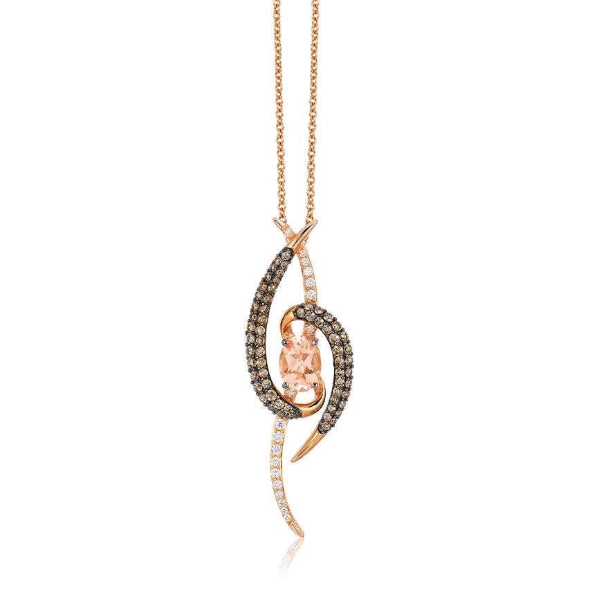 1 3/4 cts Pink Morganite and Diamond Necklace in 14K Rose Gold by Le Vian - BirthStone.com