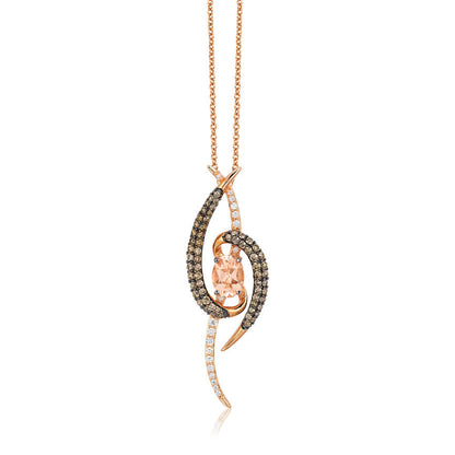 1 3/4 cts Pink Morganite and Diamond Necklace in 14K Rose Gold by Le Vian - BirthStone.com