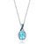 LeVian 14K White Gold Aquamarine Round Blue Diamond Beautiful Pendant Necklace