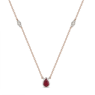 LeVian 14K Two-Tone Gold Ruby Round Diamond Beautiful Fancy Pendant Necklace