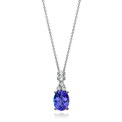 1 7/8 cts Blue Tanzanite and Diamond Necklace in 14K White Gold by Le Vian - BirthStone.com