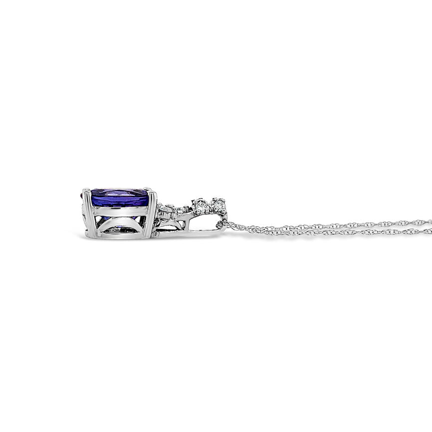 1 7/8 cts Blue Tanzanite and Diamond Necklace in 14K White Gold by Le Vian - BirthStone.com