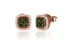 LeVian 14K Rose Gold Round Green Diamond Classic Pretty Fancy Beautiful Earrings