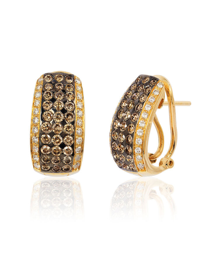 2 cts Brown Diamond Hoop Earrings in 14K Yellow Gold by Le Vian - BirthStone.com