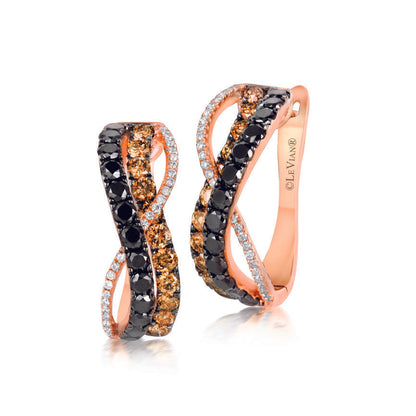 1 1/2 cts White Diamond Earrings in 14K Rose Gold by Le Vian - BirthStone.com