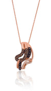 LeVian 14K Rose Gold Round Black Chocolate Brown Diamond Fancy Pendant Necklace